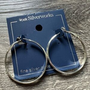 Belk Silverworks Fine Silver Plated Hoop Earring 40mm